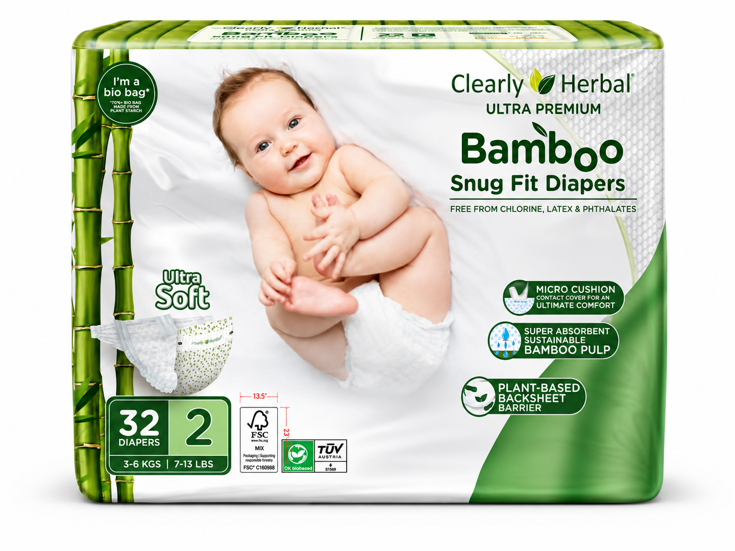 Clearly Herbal Snug Fit Size 2 diapers