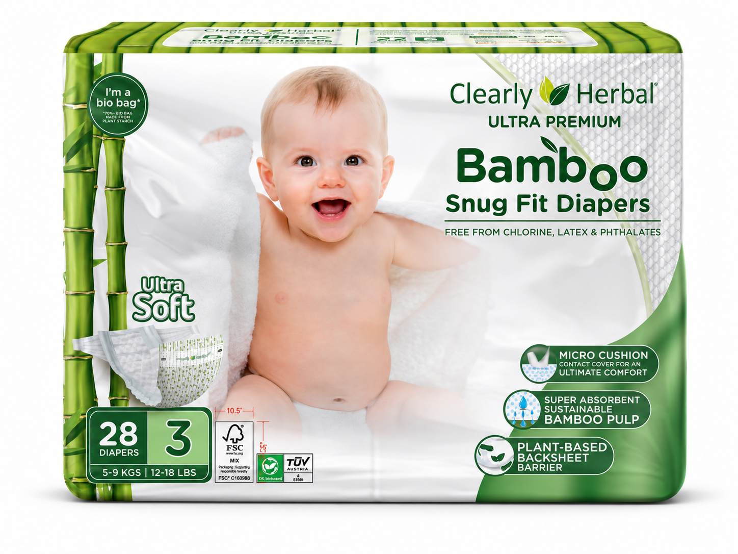 Clearly Herbal Snug Fit Size 3 diapers
