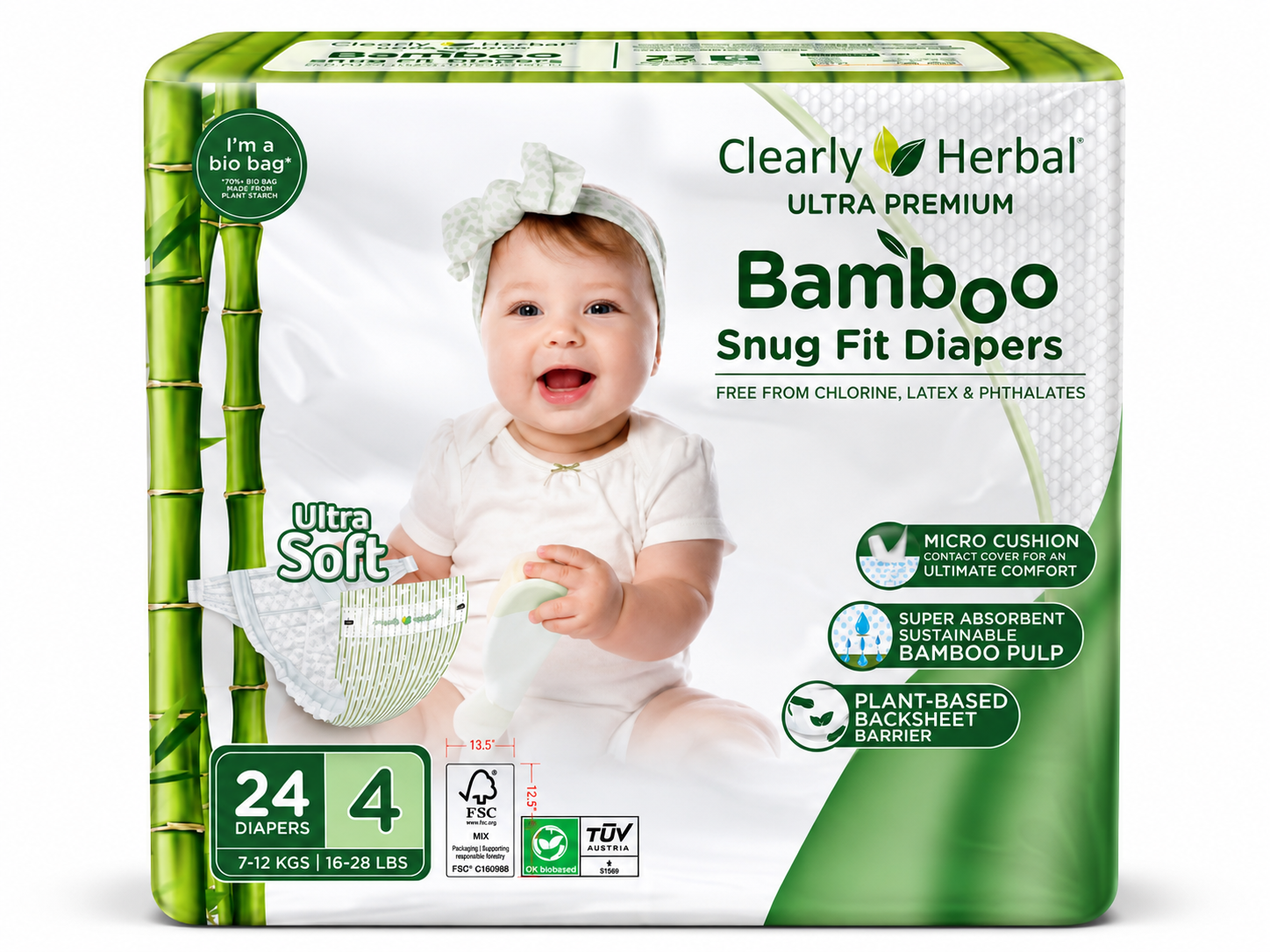 Clearly Herbal Snug Fit Size 4 diapers