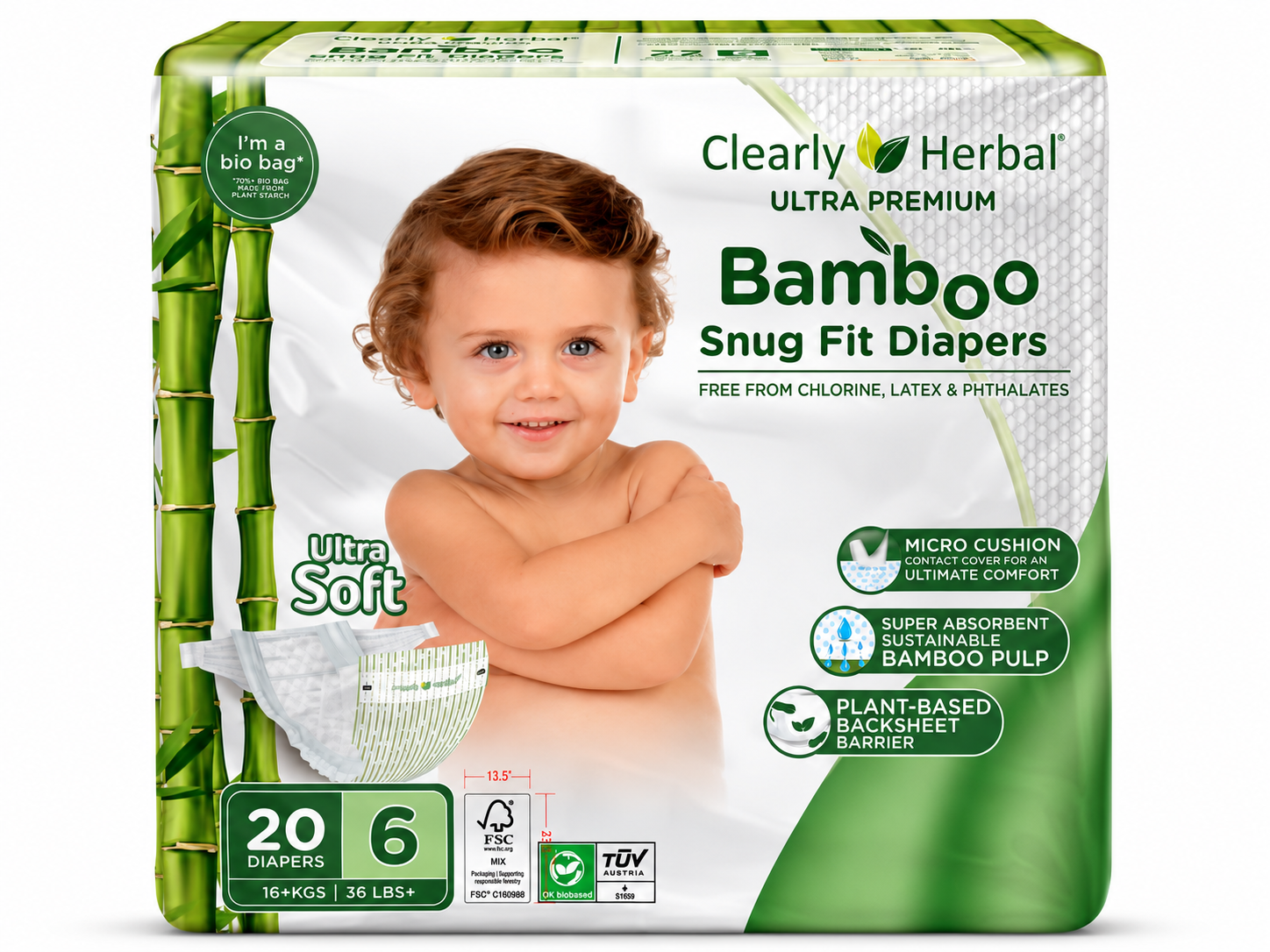 Clearly Herbal Snug Fit Size 6 diapers